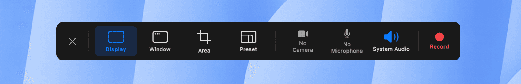 Clipa recording control panel