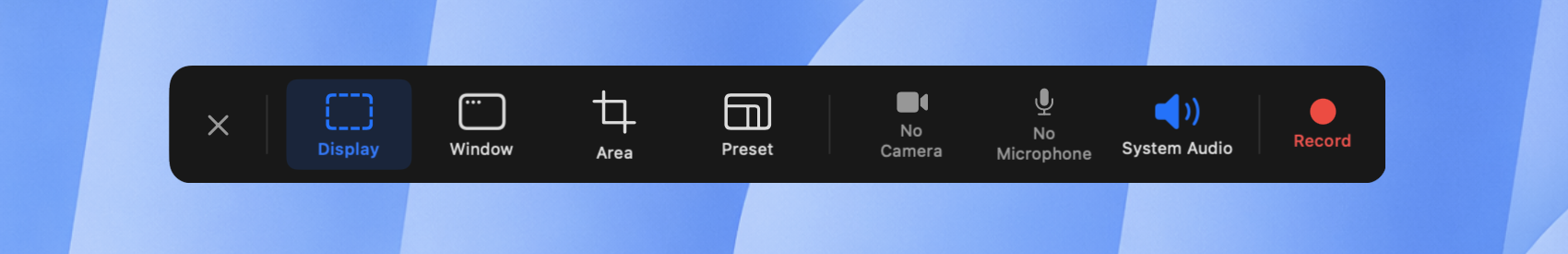 Clipa recording control panel